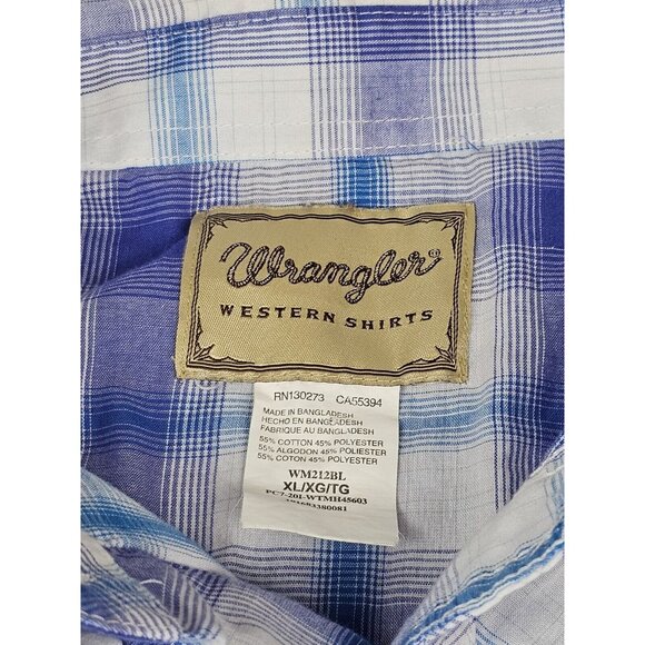 Wrangler Western Pearl Snap Shirts Mens XL. Vintage Window Pane Plaid (CA55394) - Picture 2 of 6